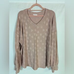 First Love Pink Heart V-Neck Sweater